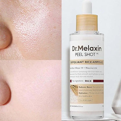 Dr. Melaxin Rice Peel Shot Essence – Dual White & Black Rice Formula  Exfoliating, Brightening & Hydrating Care