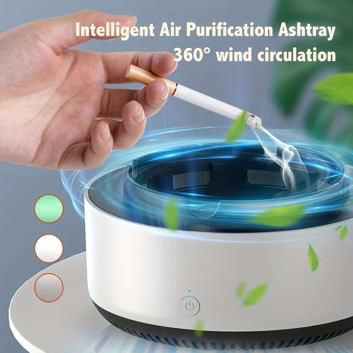 Smart Air Purifier Ashtray - Eliminates Second-Hand Smoke and Odor Instantly - Rechargeable Battery Operated