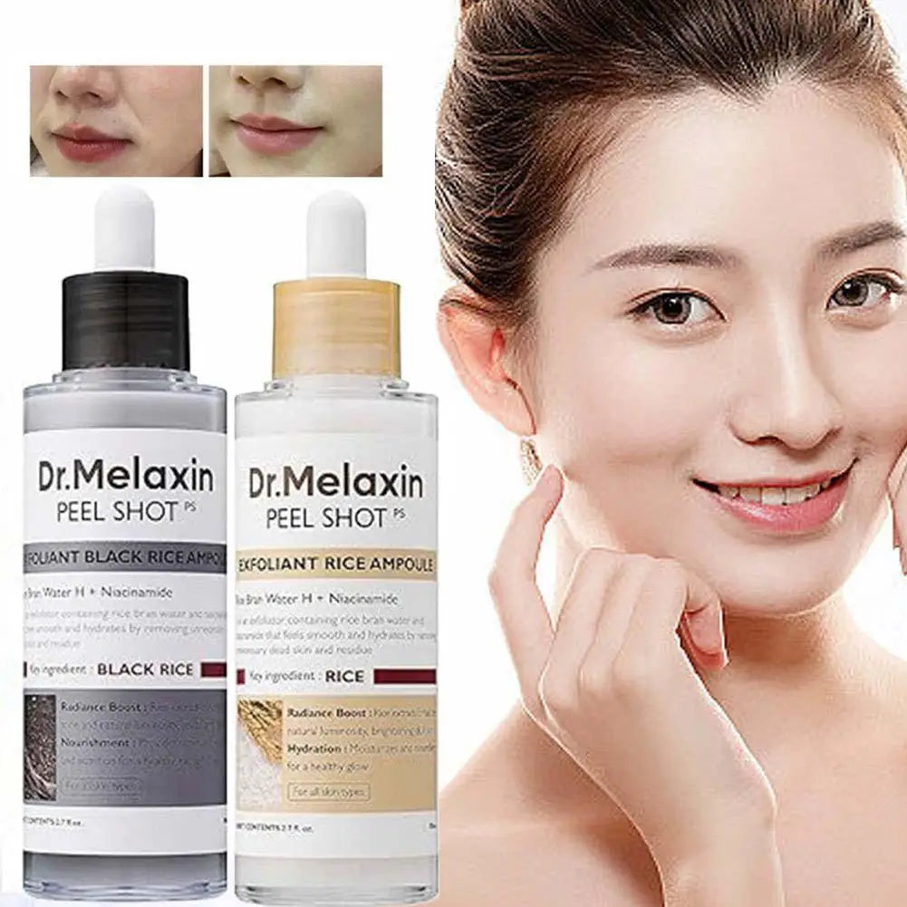 Dr. Melaxin Rice Peel Shot Essence – Dual White & Black Rice Formula  Exfoliating, Brightening & Hydrating Care