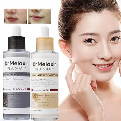 Dr. Melaxin Rice Peel Shot Essence – Dual White & Black Rice Formula  Exfoliating, Brightening & Hydrating Care
