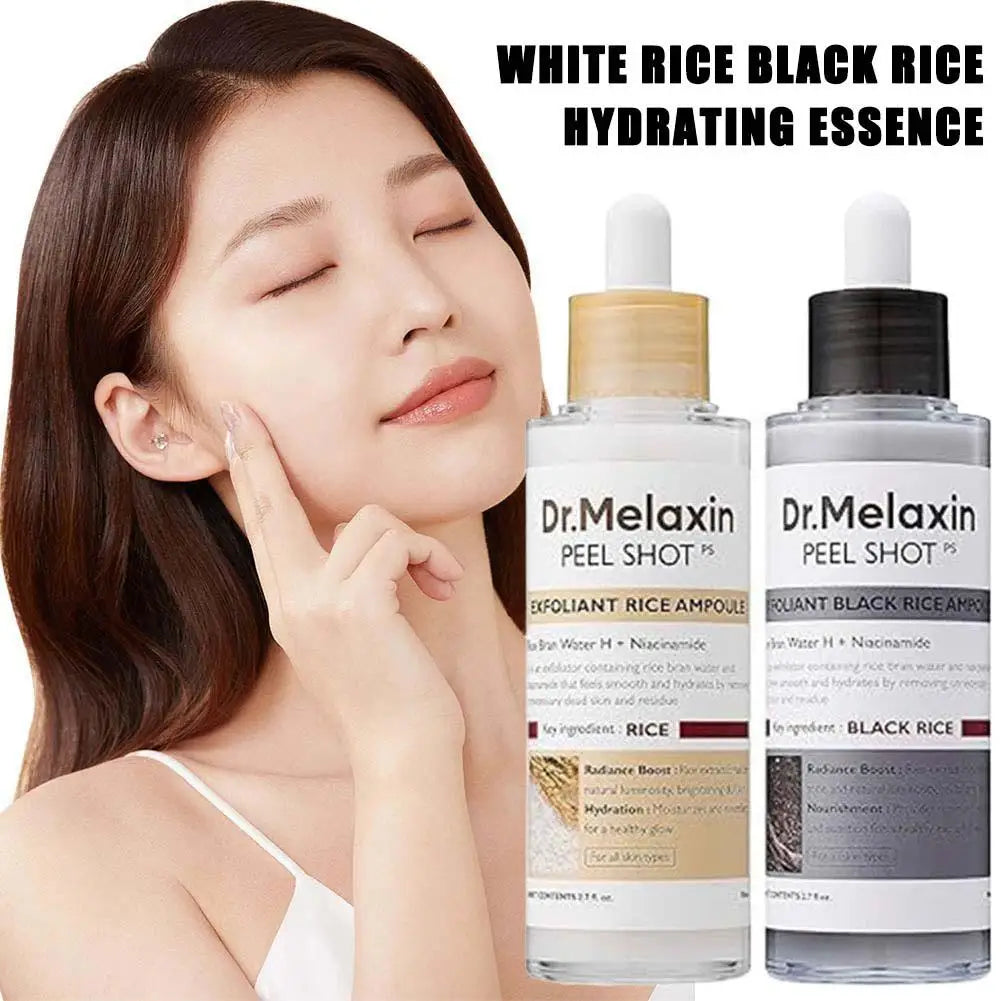 Dr. Melaxin Rice Peel Shot Essence – Dual White & Black Rice Formula  Exfoliating, Brightening & Hydrating Care