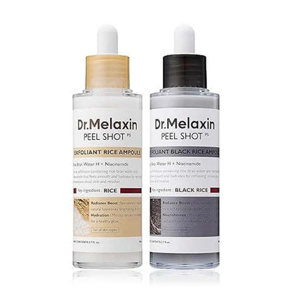 Dr. Melaxin Rice Peel Shot Essence – Dual White & Black Rice Formula  Exfoliating, Brightening & Hydrating Care