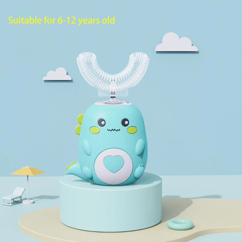 Children’s U‑Shaped Sonic Toothbrush – 360° Automatic Rechargeable Cartoon Design with Soft Silicone Bristles